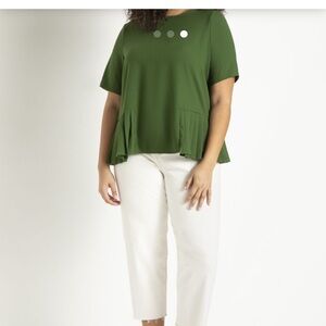Green side pleated Eloquii top
